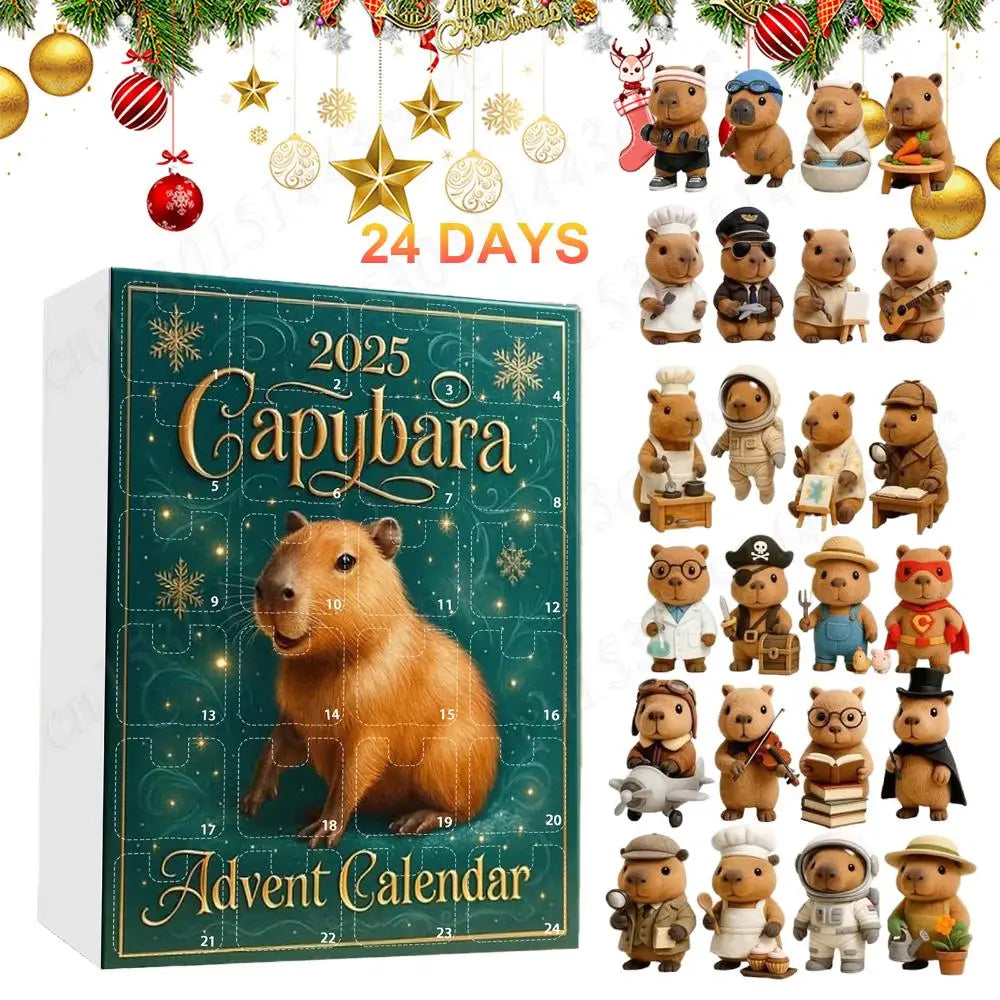 Calendrier de l’Avent Capybara 2025 🐹 | 24 Ornements Mignons à Suspendre pour Noël