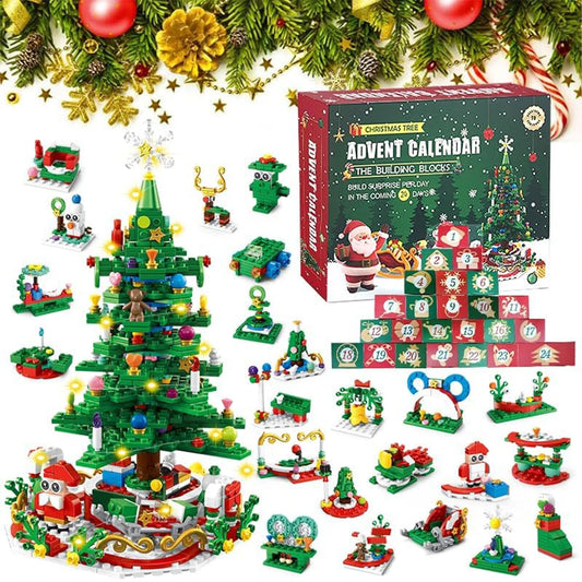 Calendrier de l’Avent Sapin de Noël LED 2025 🎄 | Blocs de Construction Éducatifs & Jouets STEM Enfant