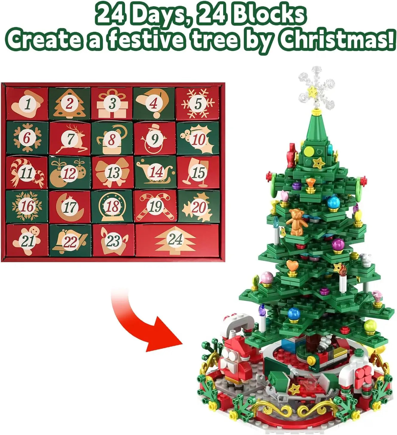 Calendrier de l’Avent Sapin de Noël LED 2025 🎄 | Blocs de Construction Éducatifs & Jouets STEM Enfant