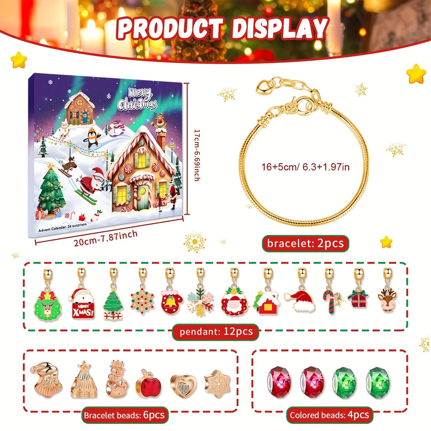 Calendrier de l’Avent Bracelet Doré 2025 💛 | Kit DIY Bijoux à Créer pour Noël