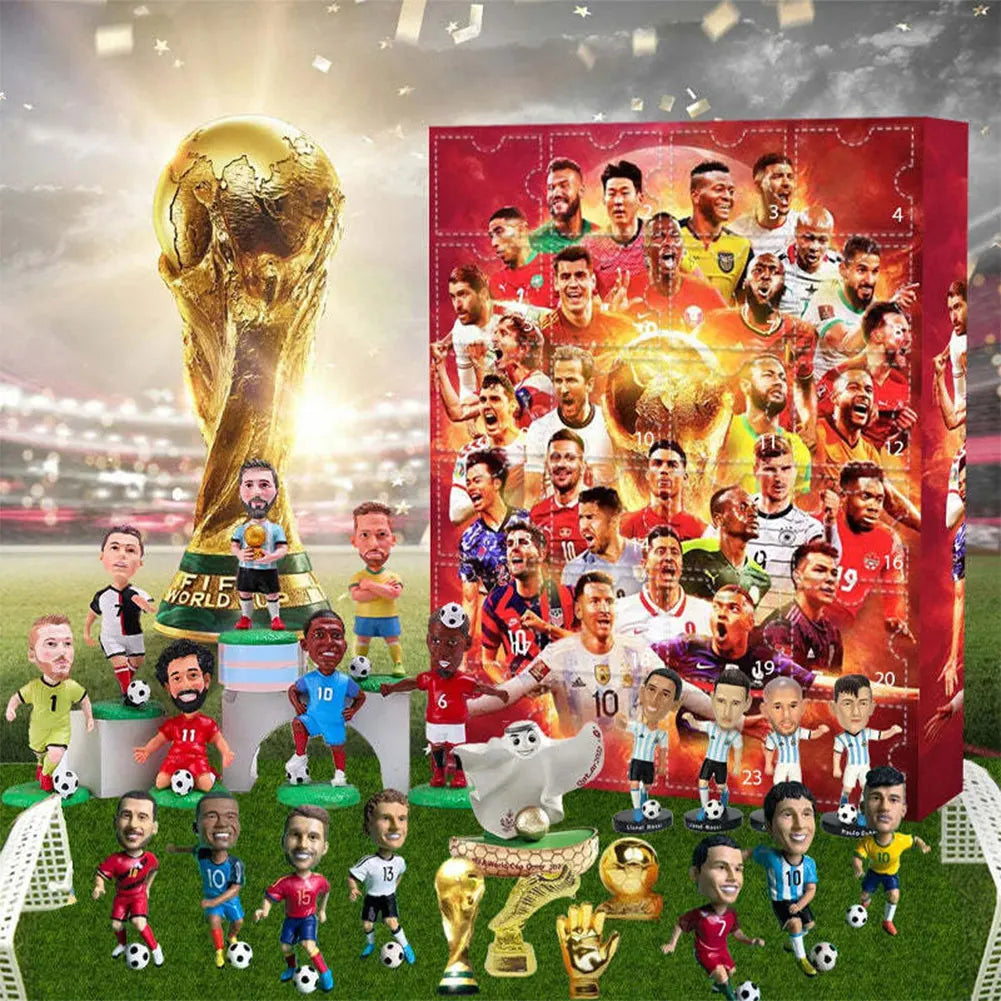 Vivez la passion du foot 🎯 ! 24 surprises, jouets et décorations sur le thème du football pour patienter jusqu’à Noël avec énergie.