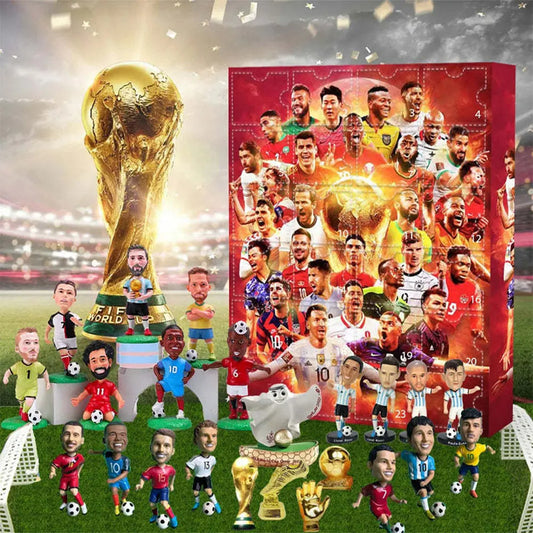 Vivez la passion du foot 🎯 ! 24 surprises, jouets et décorations sur le thème du football pour patienter jusqu’à Noël avec énergie.
