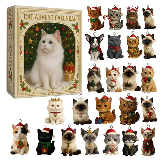 Calendrier de l’Avent Chat 🐱 | 24 Décorations Acryliques Mignonnes pour Noël 2025