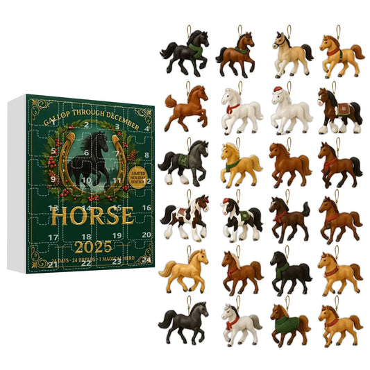 Calendrier de l’Avent Cheval 2025 🐴 | 24 Ornements Acryliques à Suspendre pour Noël