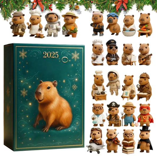 Calendrier de l’Avent Capybara 2025 🐹 | 24 Décorations Acryliques Mignonnes pour Noël