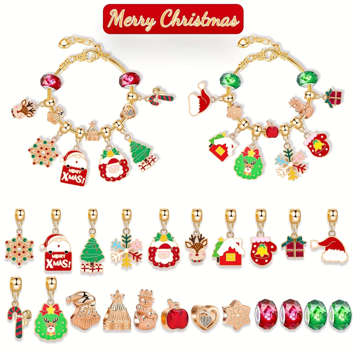 Calendrier de l’Avent Bracelet Doré 2025 💛 | Kit DIY Bijoux à Créer pour Noël