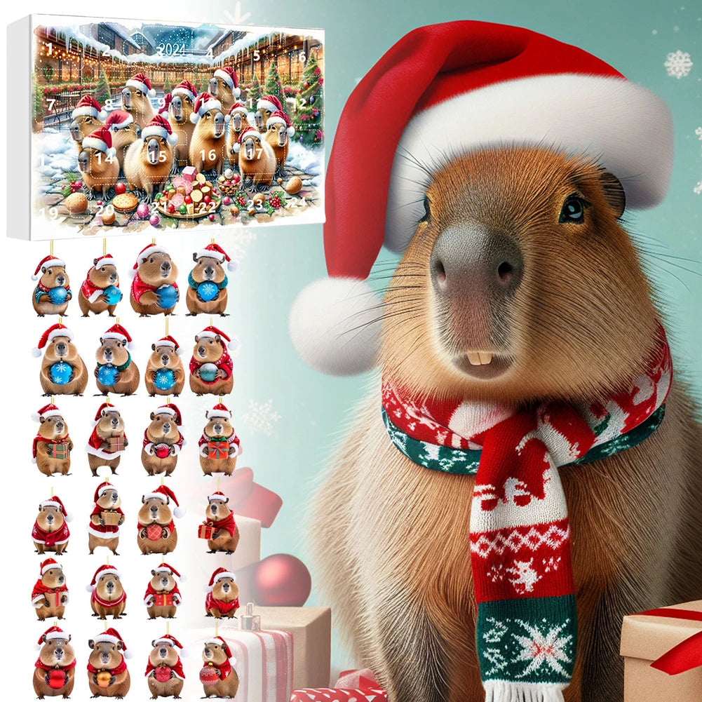 Calendrier de l’Avent Capybara 2025 🐹 | 24 Ornements de Noël Mignons et Premium