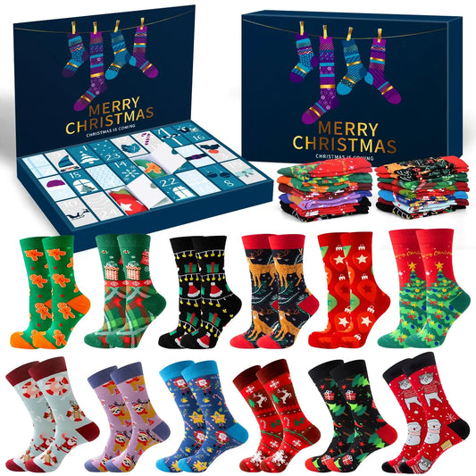 Calendrier de l’Avent Chaussettes 2025 🧦 | 12 Paires Originales – Homme & Femme – Humour & Confort de Noël