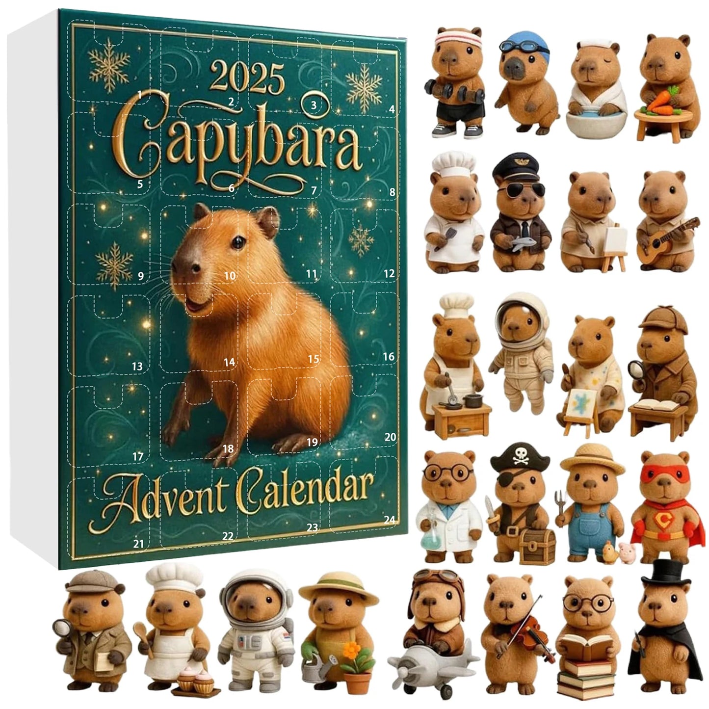 Calendrier de l’Avent Capybara 2025 🐹 | 24 Ornements Mignons à Suspendre pour Noël