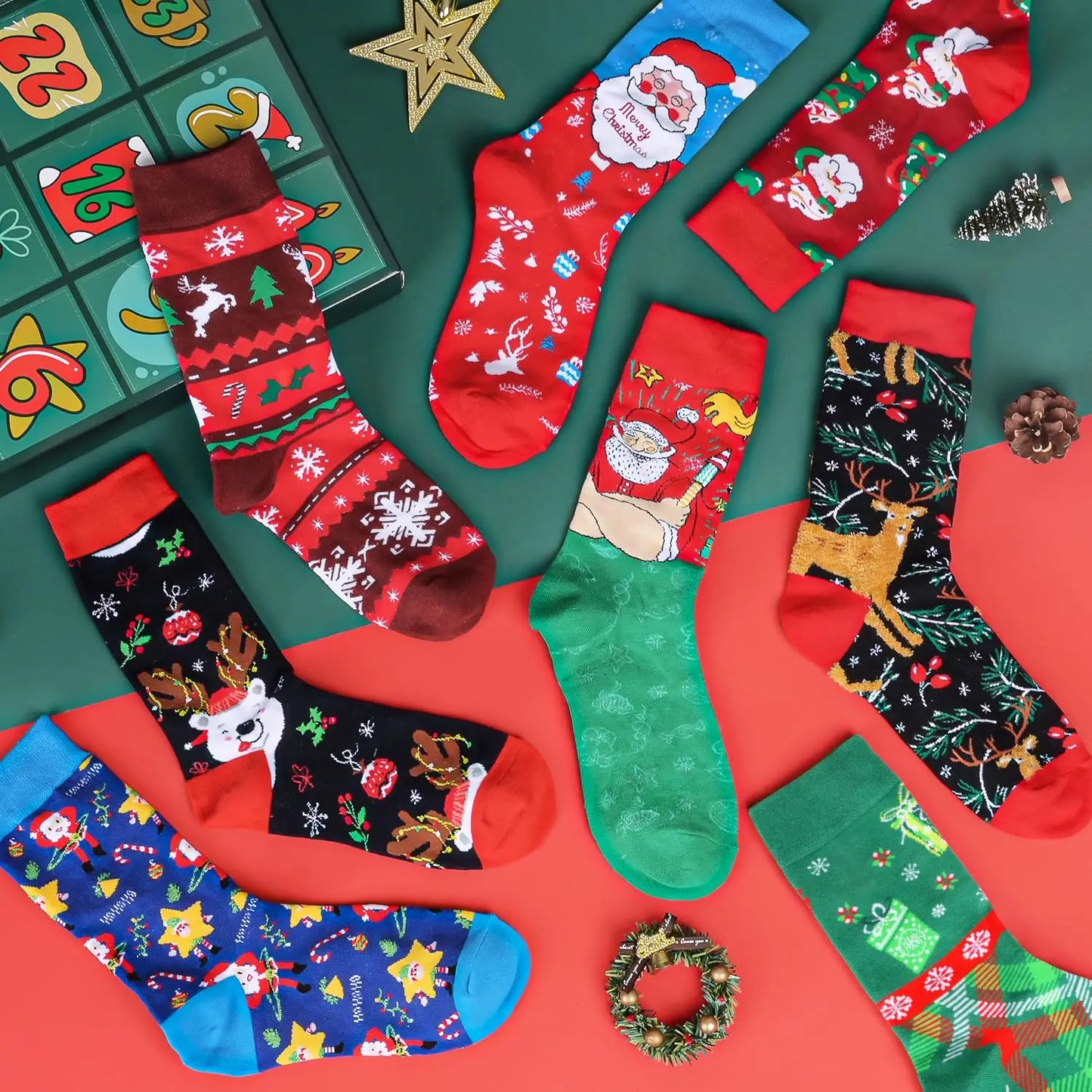Calendrier de l’Avent Chaussettes 2025 🧦 | 12 Paires Originales – Homme & Femme – Humour & Confort de Noël