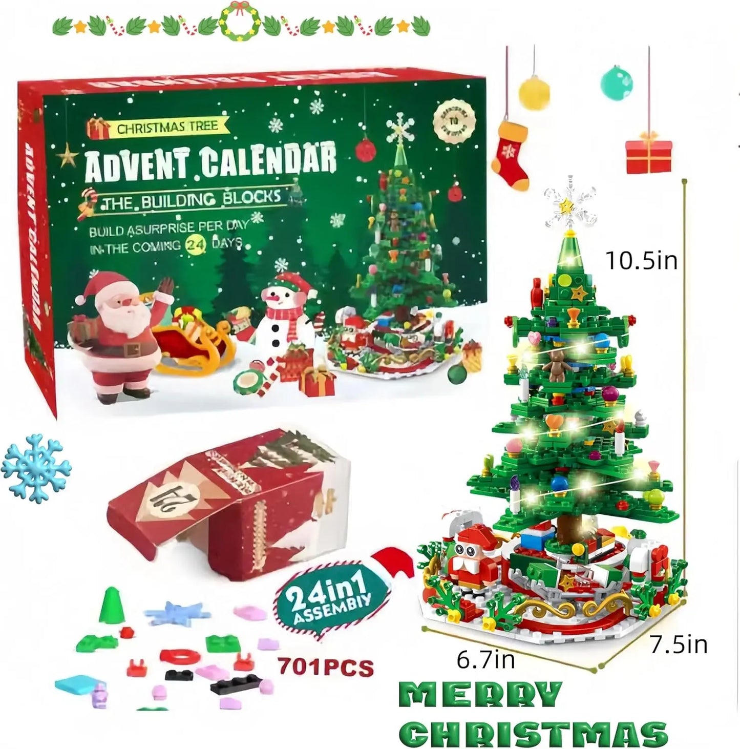 Calendrier de l’Avent Sapin de Noël LED 2025 🎄 | Blocs de Construction Éducatifs & Jouets STEM Enfant