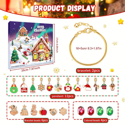 Calendrier de l’Avent Bracelet Doré 2025 💛 | Kit DIY Bijoux à Créer pour Noël