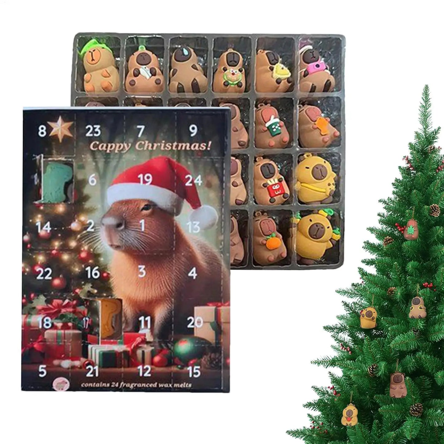 Calendrier de l’Avent Capybara 2025 🐹 | 24 Décorations à Suspendre ou Poser pour Noël