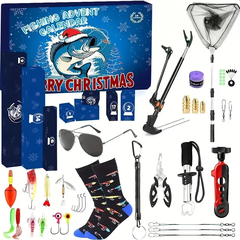 Calendrier de l’Avent Pêche 2025 🎣 | Coffret Premium avec Accessoires, Leurres et Support de Canne