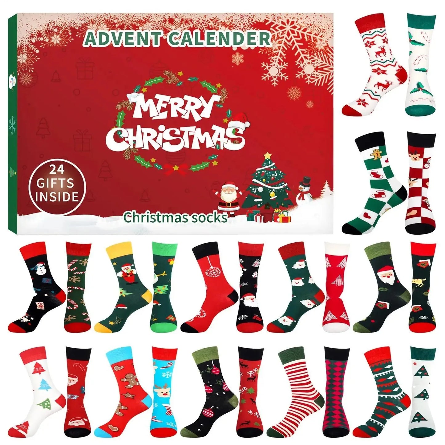Calendrier de l’Avent Chaussettes 2025 🧦 | 24 Paires de Chaussettes de Noël – Homme, Femme & Enfant