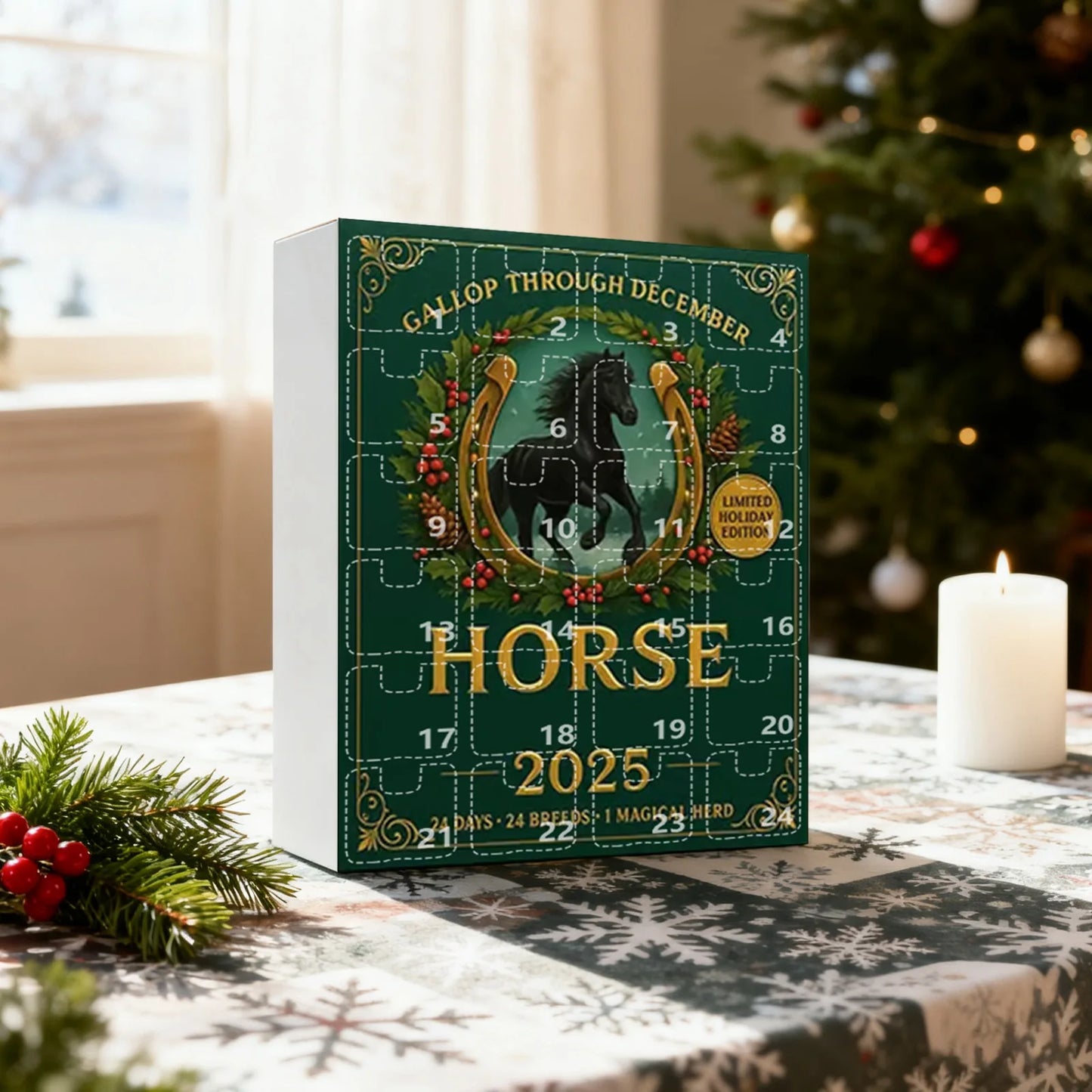 Calendrier de l’Avent Cheval 2025 🐴 | 24 Ornements Acryliques à Suspendre pour Noël