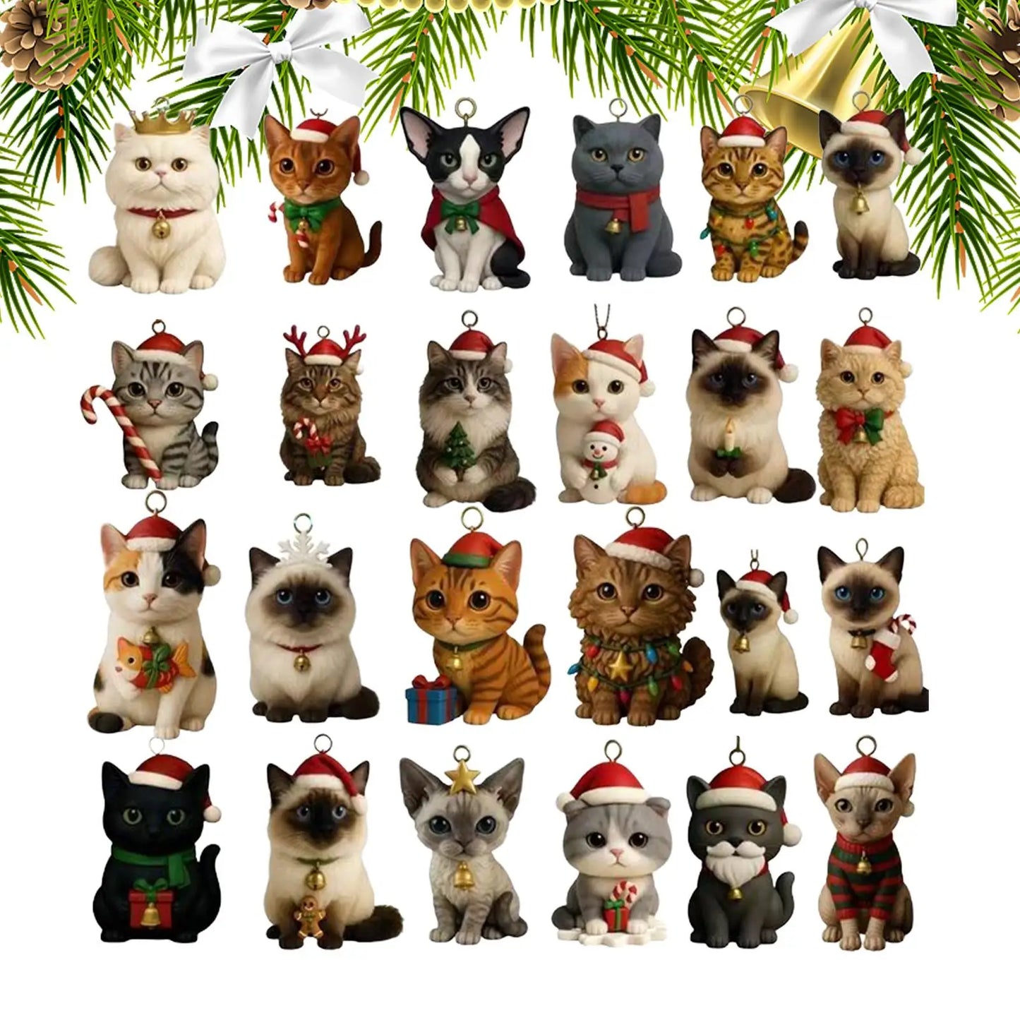 Calendrier de l’Avent Chat 🐱 | 24 Décorations Acryliques Mignonnes pour Noël 2025