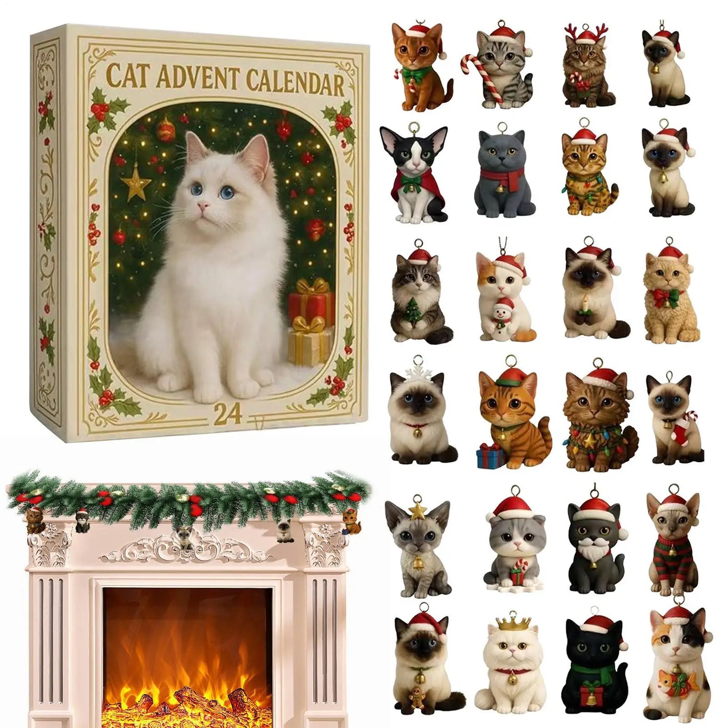 Calendrier de l’Avent Chat 🐱 | 24 Décorations Acryliques Mignonnes pour Noël 2025