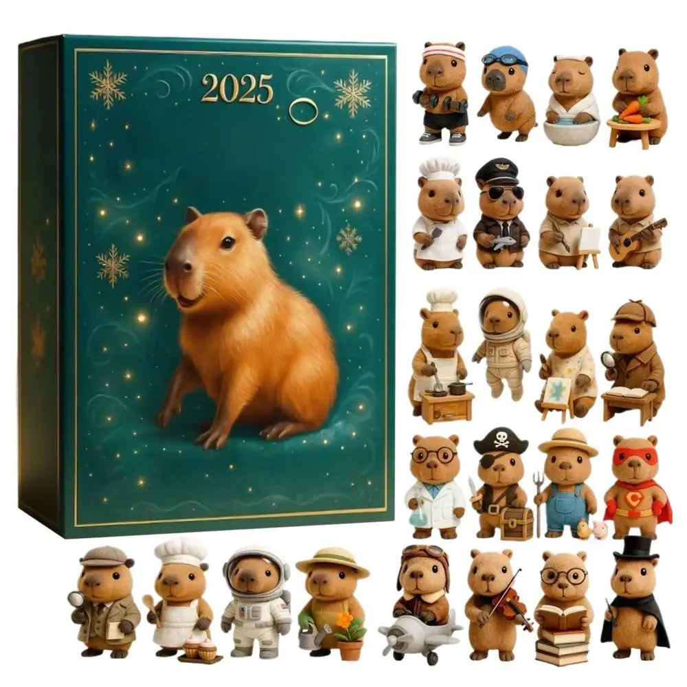 Calendrier de l’Avent Capybara 2025 🐹 | 24 Décorations Acryliques Mignonnes pour Noël